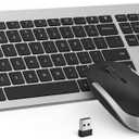 Wireless Keyboard and Mouse Combo - seenda Full Size Slim Thin Wireless Keyboard Mouse with On/Off Switch on Both Keyboard and Mouse - (Black and Silver)