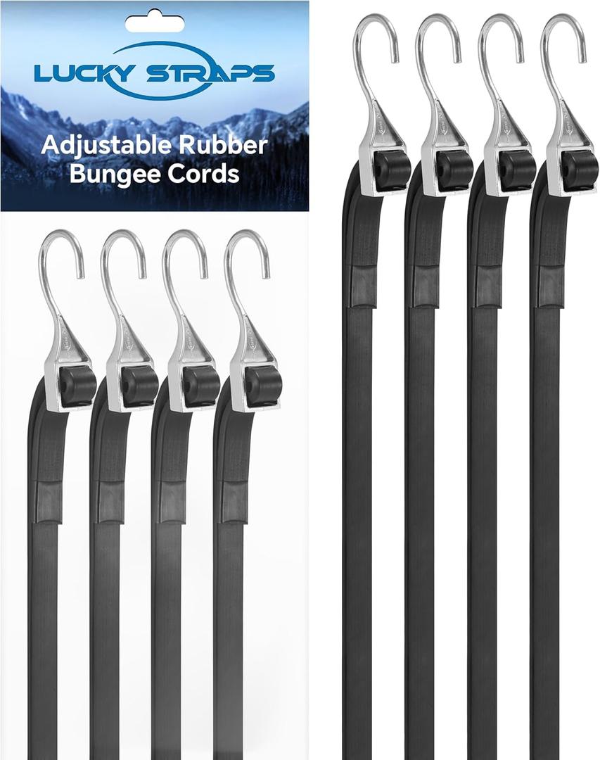 36 Inch Adjustable Rubber Bungee Cords, Easy to Adjust from 6" to 36", Black Bungee Straps with 1.9X Stretch, Rubber Tarp Straps with Crimped S Hooks for Cargo, Tarps, Van, Truck, Motorcycle (8 Pcs)