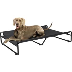 Veehoo Original Outdoor Elevated Dog Bed, Cooling Raised Dog Cot for Large Dogs, Portable Standing Pet Hammock Platform with Washable Breathable Mesh, No-Slip Feet, XX-Large, Black, CWC2201