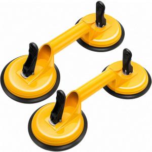 2 Pack Glass Suction Cup Heavy Duty Aluminum Vacuum Plate Handle Holder Heavy Duty Glass Lifter/Tile Suction Cup Lifter/Moving Glass/Lift Pads (Aluminum, Yellow) (Yellow)