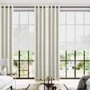 Cream Satin Polyester Curtains 96 Inch Long 2 Panel Set Grommet Elegant Floor to Ceiling Modern Curtain for Living Room, Thermal Blackout Darkening Drapes for Bedroom 52x96 In Length, Ivory Off White