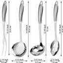 Berglander Stainless Steel Kitchen Utensils Set 6 Pcs, Cooking Utensil Sets, Kitchen Gadgets Essentials Include Metal Spatula Set, Skimmer, Ladle, Serving Spoon, Slotted Spoon, Carving Fork