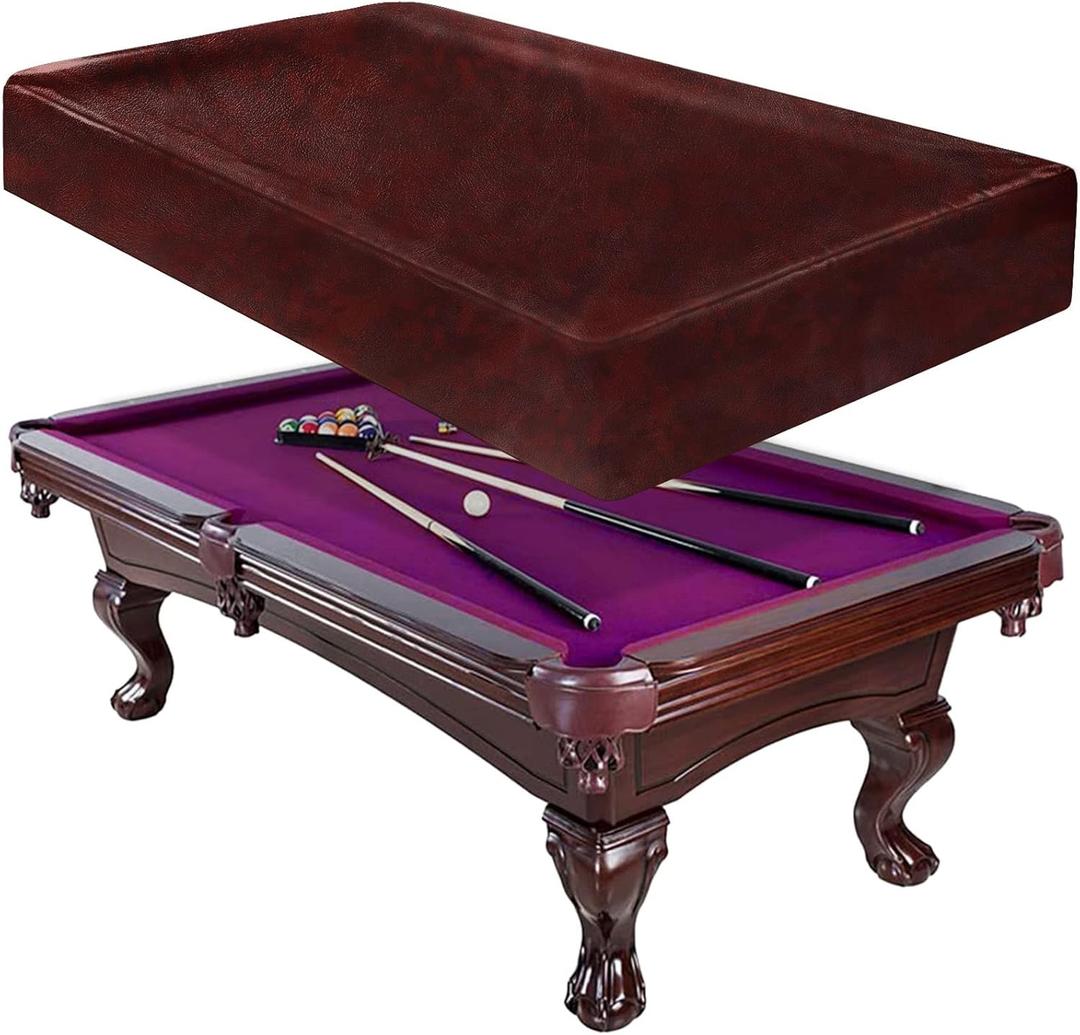 iCOVER Pool Table Cover Outdoor Heavy Duty Leather Waterproof Billiard Tables Covers 7ft Brown