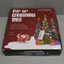 6 FT Pop Up Christmas Tree with 100 LED Timer Lights & Remote, White Collapsible Christmas Tinsel Tree Artificial Pencil Tree Xmas Decoration for Holiday Home Office Party, USB Powered