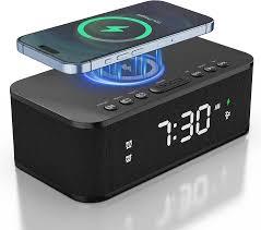 Digital Alarm Clock Speaker 12/24H Adjustable Brightness