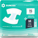 SUNKISS TrustPlus Adult Diapers with Maximum Absorbency, Unisex Disposable Incontinence Briefs with Tabs for Men and Women, Odor Control, Medium, Previously S/M, 15 Count