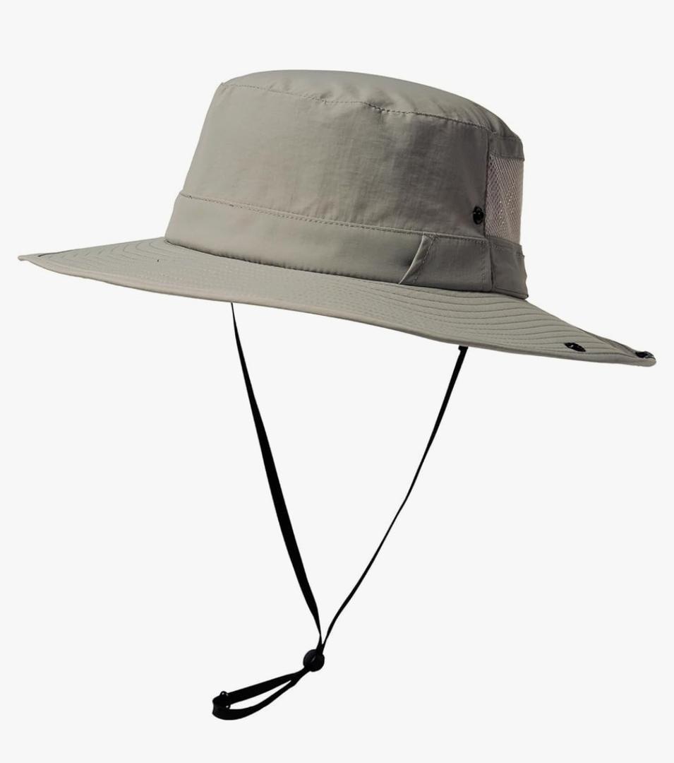 TOP-EX Men's Wide Brim Sun Hat UPF 50+ Waterproof, Packable Breathable Mesh Boonie Cap for Hiking Fishing Safari M/L