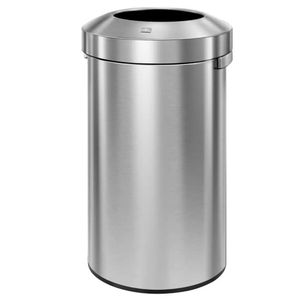EKO Urban 120L Round Black Stainless Steel Open Top Waste Bin, Tall Commercial Trash Can for Indoor/Outdoor, Extra Large Metal Garbage Bin for Office, Restaurant, Restroom