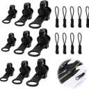 Zipper Replacement Kit Universal Double-Sided Zipper Slider Repair Kit 9 Pack 3 Different Size Black Zippers Fix Repair Kit for Jackets, Backpack, Coats, Tents, Luggage, Bags