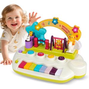 Baby Piano Toys for 1+ Years Old Birthday Gifts Animal Light Up Musical Toy Music Toy Instruments Piano Keyboard Toy for Toddlers Infant Learning Educational Interactive Toys 3+ Months