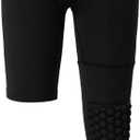 DEVOROPA Youth Boys' Compression Pants with Knee Pads 3/4 Basketball Athletic Tights Quick Dry Sports Workout Leggings (X-Large, Black(left Long))