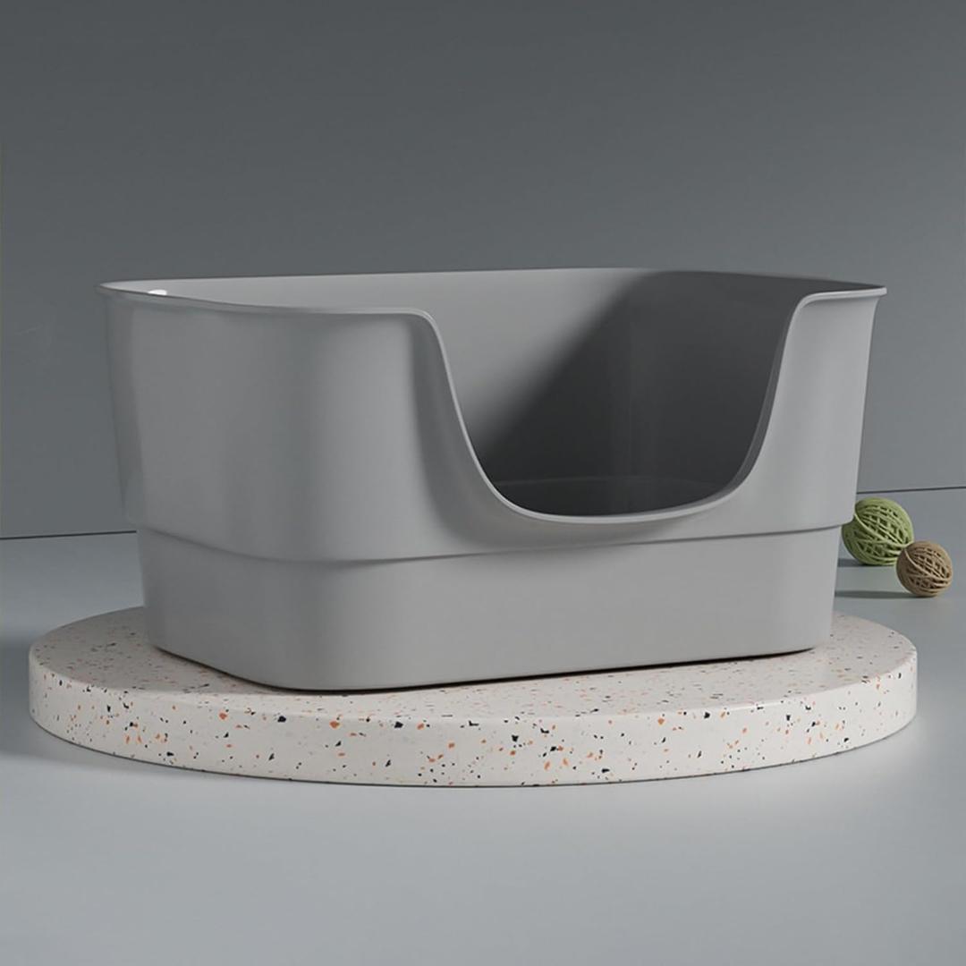 Extra Large Cat Litter Box with High Sides,23.23"16.34"8.46",Jumbo Kitty Litter Box with Low Entry,XL Cat Boxes for Indoor Cats,Easy to Clean,Anti-Splashing(Grey)