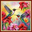 DMCVIVR Stamped Cross Stitch Kits for Beginners Adults Needlepoint Kits for Beginners Embroidery Kits for Adults Crossstitch Kit for Beginners 11CT-Hummingbird Flowers 18x18 inchs (Artdesign46)