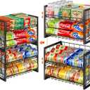X-cosrack 2 Packs Stackable Can Rack Organizer for Pantry, 2-Tier Sturdy Adjustable Pantry Can Storage Organizer for Canned Food Can Goods, Kitchen Can Dispenser Holder for Soda Drinks Snack, Black