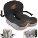 Seat Cushion, Office Chair Cushions for Tailbone Relief, Seat Cushions for Office Chair with L-Shaped Ergonomic Design & Adjustable Strap, Memory Foam Chair Cushion for Long Sitting Worker (Black Gray)