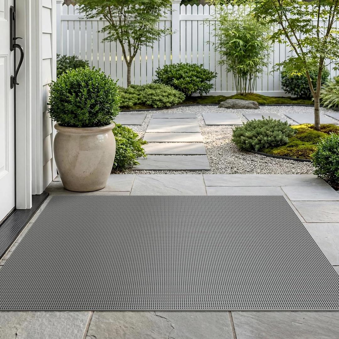 Welcome Door Mat Outside Non-Slip Durable Waterproof Grey 31"x47"