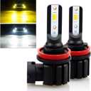 D-Lumina H11 H8 H16 Switchback LED Fog Light Bulbs, 8000 Lumens 40W 300% Brightness Dual Color 6000K Xenon White/3000K Golden Yellow, Super Bright LED Fog Light DRL Bulb Upgrade Replacement, Pack of 2