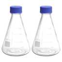 PATIKIL Erlenmeyer Flask, 2 Pcs 1000ml Narrow Mouth Graduated Flasks with Screw Cap Borosilicate Glass Flasks with Printed Graduation for Lab, Experiment, Chemistry, Science Study