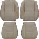 NLQR Front Driver and Passenger Side Bottom & Top Back Replacement Seat Covers Microfiber Leather Tan Compatible with Toyota Sequoia Tundra 2000 2001 2002 2003 2004 2005 2006