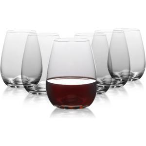 TABLE 12 15.5-Ounce Stemless Wine Glasses, Set of 6, Lead-Free Crystal, Break Resistant, Pack of 4 (24 total glasses)