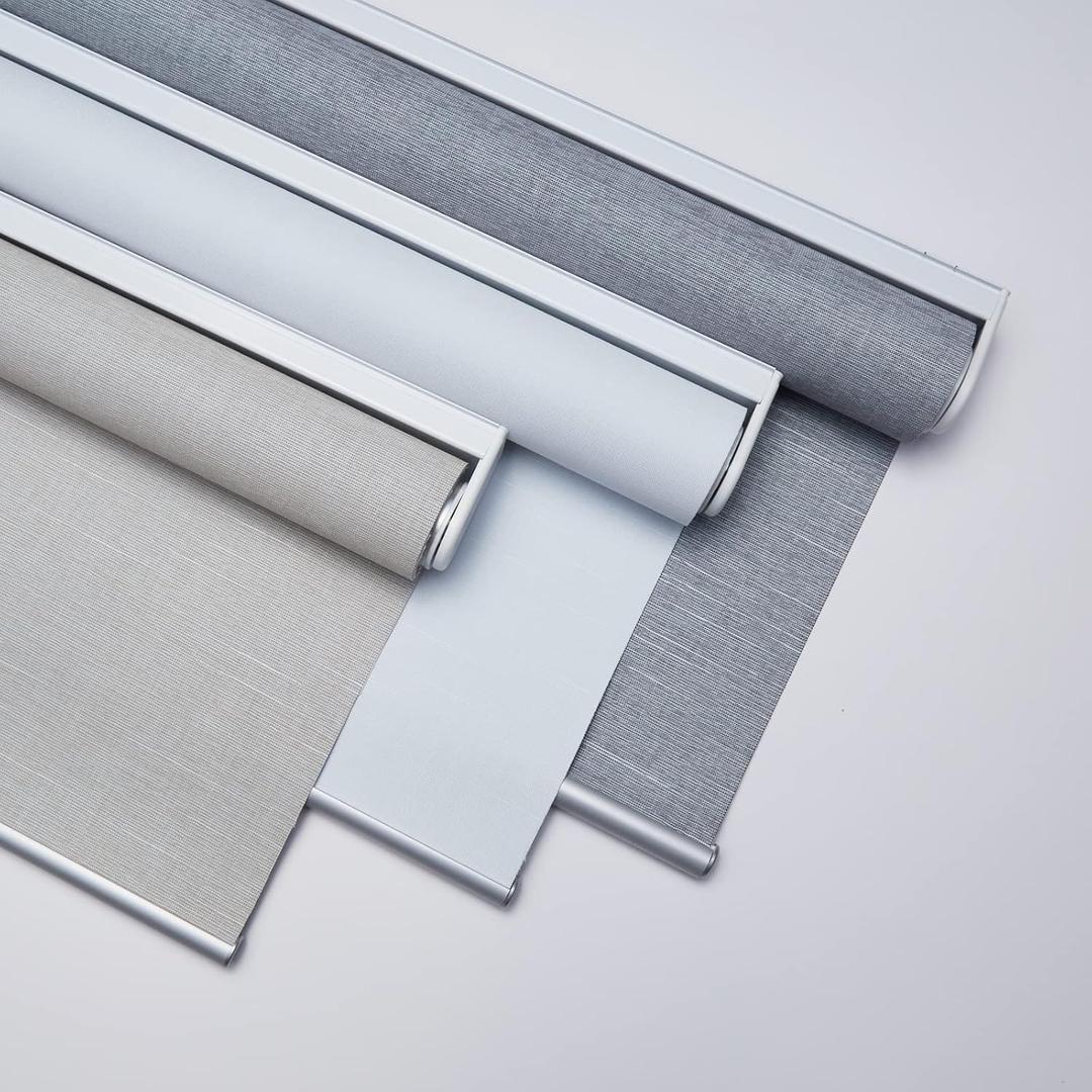 Custom Size 100% Blackout Blinds for Windows Cordless Window Shades Eco-Friendly Fabric with Jacquard Stripes Pattern Thermal Insulated UV Protection Roller Shades for Home Stone Grey, 33"W x 64"H 
