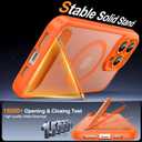 Magnetic Compatible with iPhone 15 Pro Max Case, [Built-in Kickstand][Full Camera Protection][Compatible with MagSafe][Anti-Fingerprint] Shockproof Phone Case for iPhone 15 Pro Max 6.7",Orange