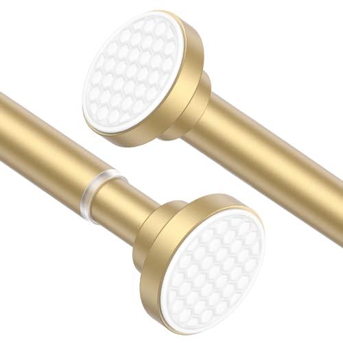 AIZESI Tension Curtain Rod 28 to 48 Inch, 1pcs Tension Rod 1 Inch Diameter Gold Small Shower Curtain Rod Adjustable Non-Drilling, Anti-Slip, Anti-Rust Spring Loaded Curtain Rods