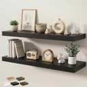 Floating Shelves for Wall 40 in x 9.3 in Deep, Wall Mounted Rustic Wood Shelf with Invisible Brackets for Storage & Display, Living Room Bedroom Bathroom, Black, 2 Pack