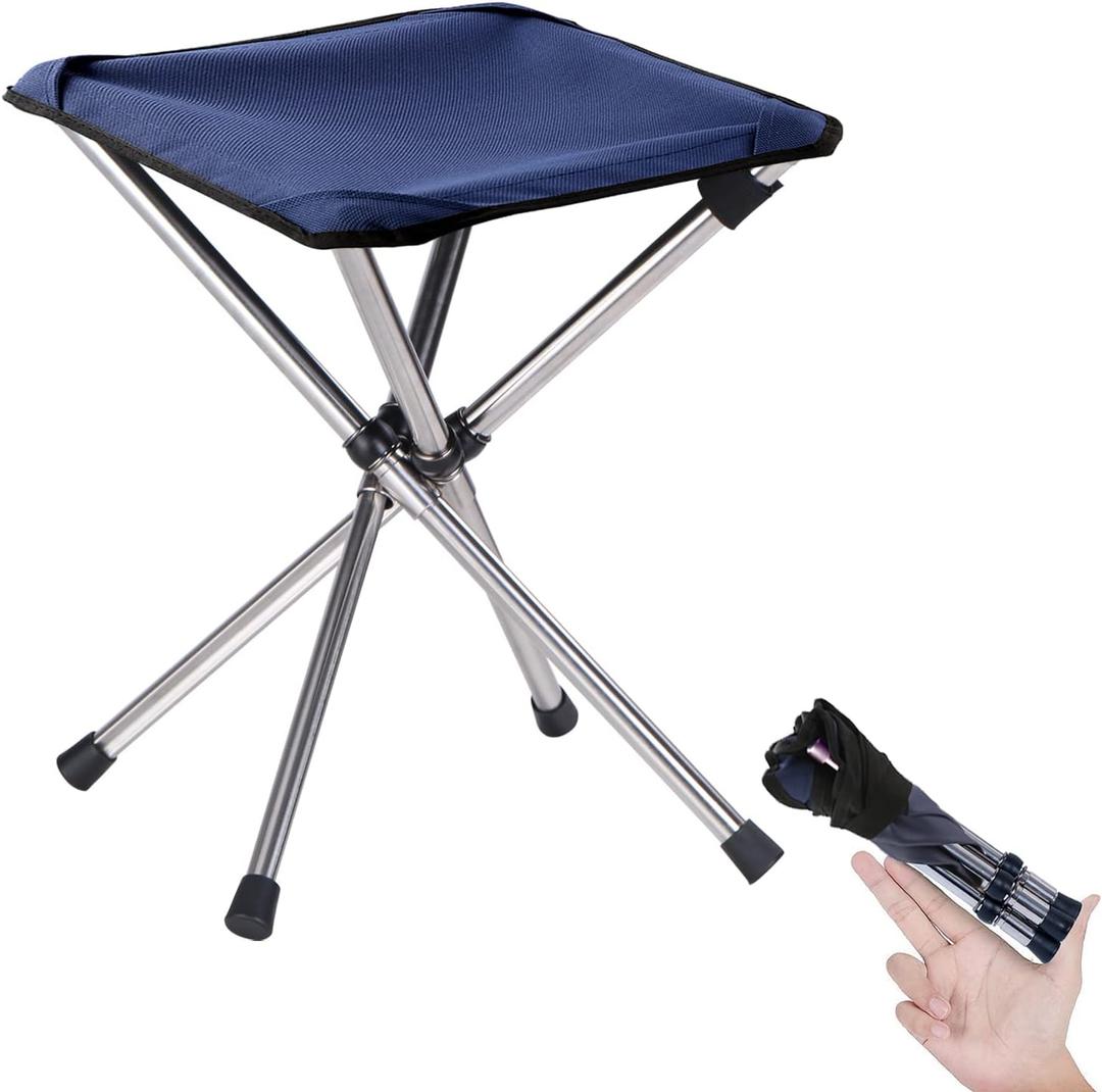 Camping Stool,Small Folding Chair,13.8" Lightweight Folding Stool Compact Backpacking Stool with Carry Bag (Blue)