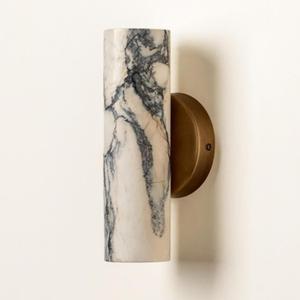 ZHKABEG 9.45 Inch Alabaster Wall Sconces, Nordic Style Natural Stone Wall Lamp, Marble Lampshade Up and Down Lighting Fixtures, Metal Base Hardwired Indoor Wall Light for Bedroom Bedside Hallway