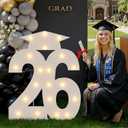 Marquee Numbers 26 for 2026 Graduation Decorations: 2FT Light up Numbers 26 for 2026 Graduation Party, Class of 2026 Preschool Senior High School College Decoration, Sign 26 with Graduation Cap