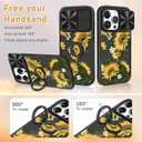 for iPhone 15 Pro Case with Slide Camera Cover, Sunflower Cases for iPhone 15 Pro with Ring Holder, Sunflowers Stylish Aesthetic Designer Slim Protective Cover for 15 Pro