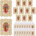 Quelay 24 Pcs Our Lady of Guadalupe Wooden Picture Frames with Organza Gift Bags Baptism Favors for Guests First Communion Christening Memorial Engrave Guest Gift Catholic Gifts Recuerdos De Bautizo