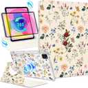 Shorogyt for iPad Air 13 Inch (M4) 2026/ M3 2025 & M2 2024 /for i Pad Pro 12.9 inch (3/4/5/6th Gen) for Magnetic Stand for Women - Cute 360 Rotating Covers Girls with Pencil Holder, Retro Flower