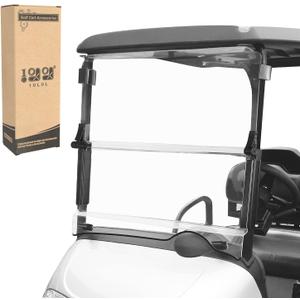 10L0L Golf Cart Folding Clear/Tinted Windshield for EZGO RXV 2008-up, Fold Down Upgrade Thicker Polycarbonate(PC), Strong Impact and Shatterproof