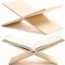 Faux Travertine Stone Finish Resin Book Holder for Recipe Book Display Stand, Coffee Table Books, 2 Pieces Slot Together, Neutral Beige Coffee Table Decor
