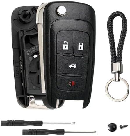 4 Button Key Fob Keyless Entry Remote Shell Case Replacement for Chevy Cruze Equinox Camaro Impala Malibu Sonic Buick Regal Verano Encore Lacrosse GMC Terrain 2010 2011 2012 2013 2014 2015 2016-2021