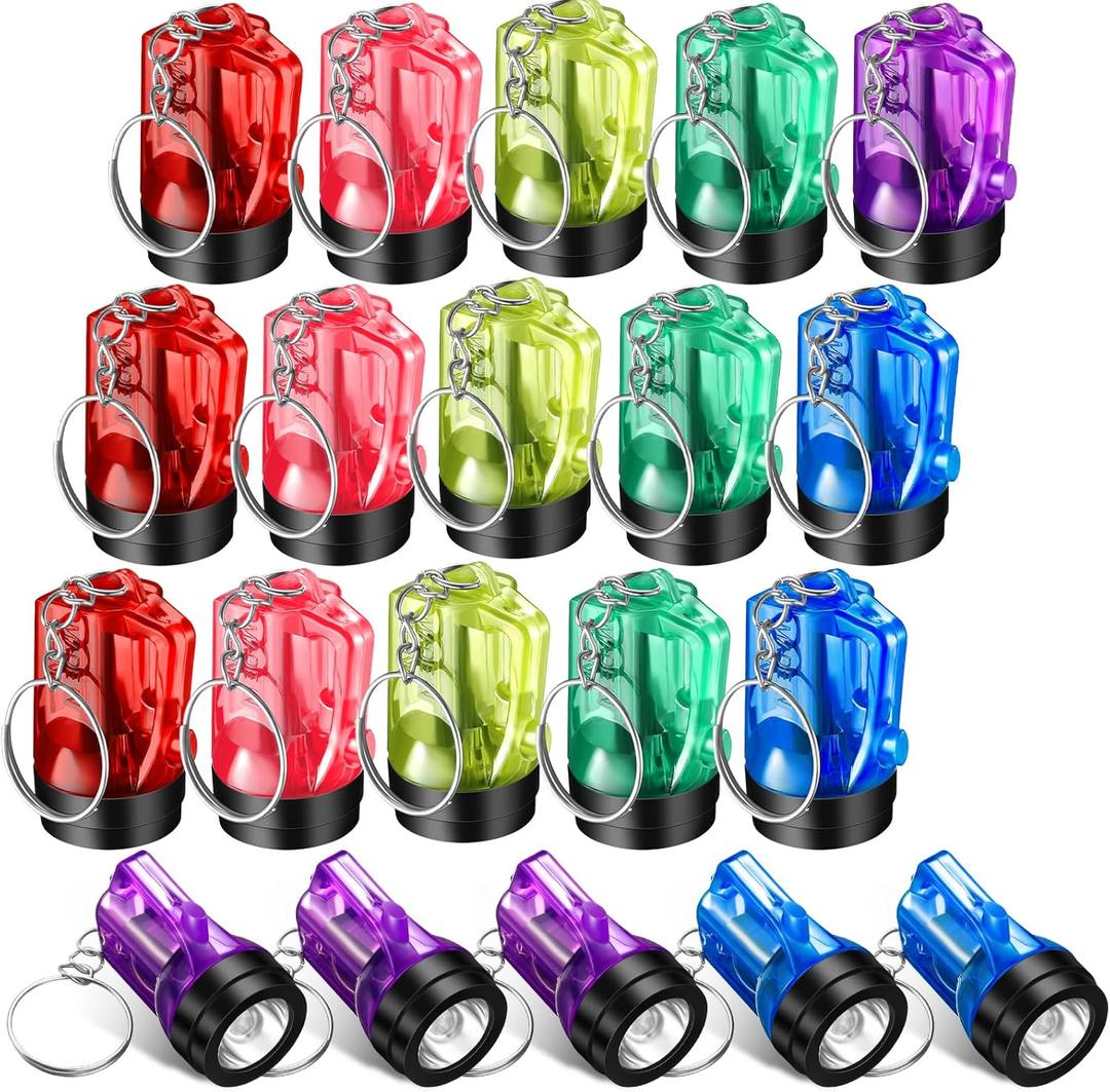 20 Pcs Mini Flashlight Keychains Bulk Plastic Portable Handheld LED Key Chains for Birthday Party Favors(Assorted Colors)
