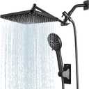 RNDIOZD Shower Head with Handheld Combo, 11.8 Inch Large Rectangular Rain Shower Head with 5 Modes Handheld Spray Combo, Adjustable Double Shower Heads with Holder and 11'' Extension Arm Matte Black