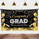 Congrats Grad We Are So Proud Of You Banner - XtraLarge, 72x44 Inch | Congrats Grad Backdrop | Black, Gold, Silver Graduation for Graduation Decorations 2026, Class of 2026 Decorations | College, Highschool Grad Party Decor