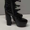 FancyQueen Platform Boots for Women, Chunky Platform Heels Goth Boots, Side Zipper Block Heels, 9