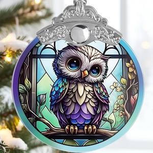 Jocidea Owl Christmas Ornaments - Owl Hanging Ornament - Owl Christmas Decor - Owl Suncatchers for Windows - Christmas Owl Gifts - Owl Lovers Gifts - Owl Ornaments for Christmas Tree