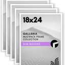Americanflat 18x24 Poster Frame with Polished Plexiglass - Set of 5 - Galleria Collection - Picture Frames for Wall Display - White