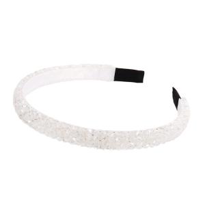 Ruihfas Fashion Sparkle 4 Rows Crystal Rhinestone Headbands Beaded Hair Hoop Band (White)