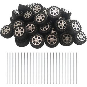50pcs Plastic Roll 2mm Dia Shaft Toys Wheel and 25Pcs STEM Shaft Round Rod Axles for DIY Toy RC Car Truck Boat Helicopter Model Part