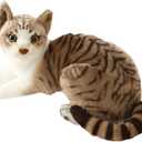 GUDVES Siamese Cat Stuffed Animal, Shorthair Cat Realistic Plush Cat Stuffed Toys, Gift for Kids 12inches (B)