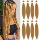 27 Braiding Hair Pre Stretched 8 Packs 20inch Honey Blonde Braiding Hair Pre Stretched Synthetic Fiber Crochet Braids Hair Extension Hot Water Setting 80g/pack(#27,8Packs,20inch)