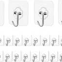 Adhesive Hooks Kitchen Wall Hooks - 24 Packs Heavy Duty 24lb(Max) Nail Free Transparent,Waterproof,Sticky Stainless Hangers for Keys,Bathroom, Shower, Outdoor, Kitchen,Door,Home Improvement,Utility