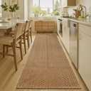 Bathroom Runner Rug,2x6 ft Hallway Runner,Braided Style Kitchen Runner Rugs,Faux Jute Rug with Rubber Backing,Machine Washable Neutral Entryway Runner Non Slip,Tan Brown