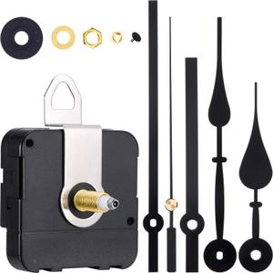 High Torque Long Shaft Clock Movement Mechanism Wall Quartz Clock Mechanism Kit with 2 Different Pairs of Hands Clock DIY Repair Parts Motor Replacemen(Color Set 1, Shaft Length 4/5 Inch/ 20 mm)
